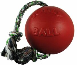 Акция на Игрушка для собак Jolly Pets мяч с канатом Ромпей-н-Ролл 12х30х12 см красный (645RD) от Stylus
