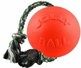 Акция на Игрушка для собак Jolly Pets мяч с канатом Ромпей-н-Ролл 22х45х22 см Оранжевый (608OR) от Stylus
