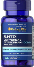 Акция на Puritan's Pride 5-HTP 100 mg (Griffonia Simplicifolia) 60 Caps 5-гидрокситриптофан быстрого высвобождения от Stylus