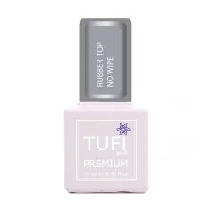 Акція на Топ для гель-лаку Tufi Profi Premium Rubber Top No Wipe каучуковий, без липкого шару, 15 мл від Eva