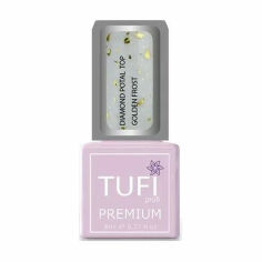 Акція на Топ для гель-лаку Tufi Profi Premium Diamond Potal Top з поталлю та шимером, Золотий іній, 8 мл від Eva