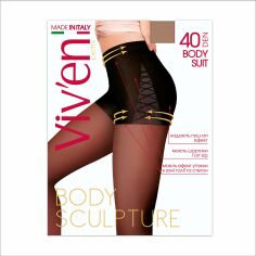 Акция на Колготки жіночі Viv'en Petty Body Suit з шортиками та пуш-ап ефектом 40 DEN, бронза, розмір 5 от Eva