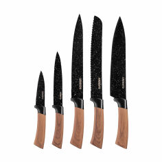 Акция на Набір ножів Ardesto Midori з неіржавної сталі та пластиковими ручками, 5 предметів (AR2105BWD) от Eva