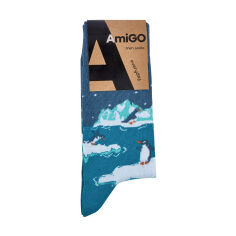 Акція на Шкарпетки чоловічі AmiGO класичні, пінгвіни, сині, розмір 27 від Eva