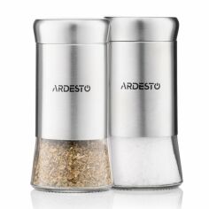 Акция на Набір ємностей для солі та перцю Ardesto Gemini неіржавна сталь та скло, 2 предмета (AR1511SS) от Eva