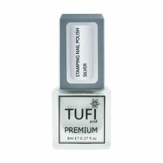Акція на Лак для стемпінгу Tufi Profi Premium Stamping Nail Polish срібло, 8 мл від Eva