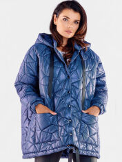 Акция на Куртка демісезонна з капюшоном жіноча Awama A536 1220769 One Size Navy Blue от Rozetka