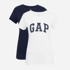 Акция на Набір жіночих футболок 2 шт GAP 548683-00 M Синій/Білий от Rozetka