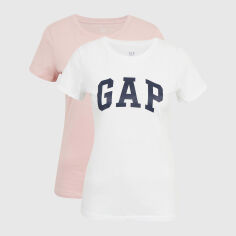 Акція на Набір жіночих футболок 2 шт GAP 548683-02 XS Рожевий/Білий від Rozetka