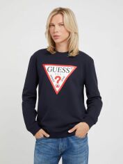 Акция на Світшот на флісі жіночий Guess Audley Cn Fleece M2YQ37-K6ZS1-G7V2 M Темно-синій з принтом от Rozetka