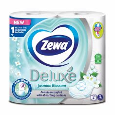 Акция на Туалетний папір Zewa Deluxe Jasmine Blossom білий, 3-шаровий, 150 відривів, 4 рулони от Eva