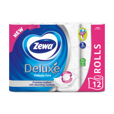 Акція на Туалетний папір Zewa Deluxe білий, 3-шаровий, 150 відривів, 12 шт від Eva