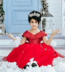 Акція на Ошатне пишне плаття Marin для дівчаток Єлизавета 116 см червоний від Rozetka