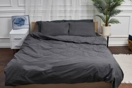 Акція на Комплект постільної білизни Moon&Star King Size 220x240 см наволочки 2х40х60 см Gray Stripe&Black Бязь Gold Люкс (MS-820001045) від Rozetka