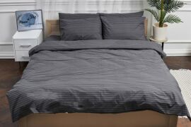 Акція на Комплект постільної білизни MoonStar King Size 220x240 наволочки 4х50х70 Gray Stripe Бязь Gold Люкс (MS-820001081) від Rozetka