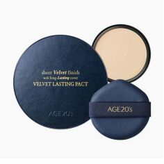 Акція на Тональний кушон для обличчя AGE 20's Velvet Lasting Pact SPF 50+/PA++++, 23 Medium Beige, 14 г (+ змінний блок, 14 г) від Eva