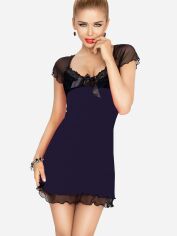 Акция на Нічна сорочка DKaren Slip Irina S Navy Blue/Black от Rozetka