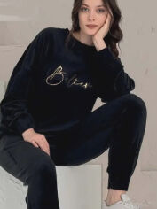 Акція на Піжама (кофта + штани) жіноча великих розмірів бавовняна Boyraz 190013 XL Чорна від Rozetka