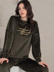 Акция на Піжама (кофта + штани) жіноча великих розмірів бавовняна Boyraz 190015 XL Хакі от Rozetka