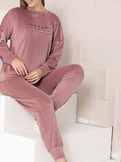 Акция на Піжама (кофта + штани) жіноча великих розмірів бавовняна Boyraz 190021 XL Рожева от Rozetka