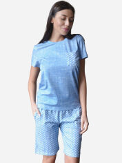 Акція на Піжама (футболка + шорти) жіноча Roksana Dominica 1385 S Блакитна від Rozetka