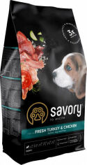 Акция на Сухий корм Savory для цуценят зі свіжим м'ясом індички і куркою, 3 кг (4820232630297) от Y.UA