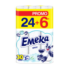 Акция на Туалетний папір Emeka White білий, 3-шаровий, 135 відривів, 30 рулонів от Eva