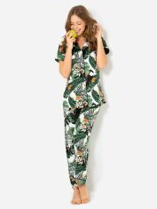 Акция на Піжама (сорочка + штани) жіноча великих розмірів з віскози DoReMi 002-000835 L-XL Зелена от Rozetka