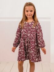 Акция на Дитяче плаття для дівчинки KRAKO Флорал 3004D26 116-122 см Бордове от Rozetka