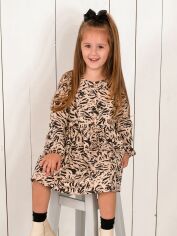 Акция на Дитяче плаття для дівчинки KRAKO Зебра коричнева 3004D25 98-104 см Бежево-коричневе от Rozetka