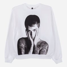 Акція на Світшот жіночий H&M GD-00057411 2XS Білий з принтом від Rozetka