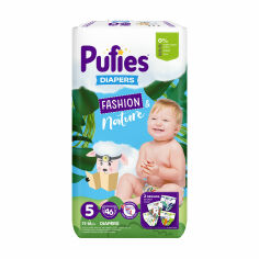 Акція на Підгузки Pufies Fashion & Nature розмір 5 Junior (11-16 кг), 46 шт від Eva