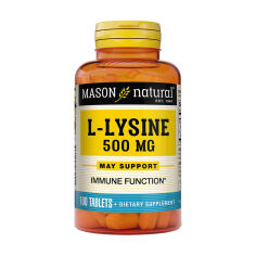 Акція на Дієтична добавка в таблетках Mason Natural L-Lysine, L-лізин 500 мг, 100 шт від Eva