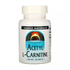 Акція на Дієтична добавка амінокислота в таблетках Source Naturals Acetyl L-Carnitine Ацетил L-Карнітин 500 мг, 60 шт від Eva