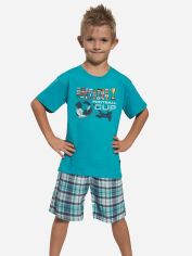 Акція на Піжама дитяча (футболка + шорти) Cornette 65 Football Cup 789-18 86-92 см Бірюзова/Синя від Rozetka