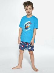 Акція на Піжама дитяча (футболка + шорти) Cornette 90 Shark 789-21 110-116 см Бірюзово-синя від Rozetka