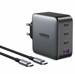 Акция на Ugreen Wall Charger 3хUSB-C+USB CD226 GaN 100W Gray with USB-C Сable (90575) от Y.UA