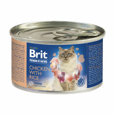 Акція на Вологий корм для кішок всіх порід Brit Premium By Nature Chicken With Rice з куркою та рисом, 200 г від Eva
