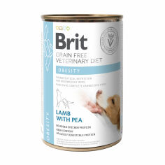 Акция на Вологий корм для собак Brit Veterinary Diet Obesity при ожирінні та надмірній вазі, з ягням та горошком, 400 г от Eva