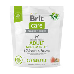 Акція на Сухий корм для собак середніх порід Brit Care Sustainable Adult Medium Breed з куркою та комахами, 1 кг від Eva