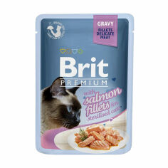 Акція на Вологий корм для стерилізованих кішок Brit Premium With Salmon Fillets For Sterilised Cats філе лосося в соусі, 85 г від Eva