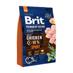 Акция на Сухий корм для собак Brit Premium By Nature Sport з підвищеними фізичними навантаженнями, зі смаком курки, 3 кг от Eva
