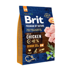 Акція на Сухий корм для літніх собак дрібних та середніх порід Brit Premium Senior S+M зі смаком курки, 3 кг від Eva