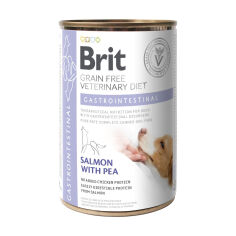 Акция на Вологий корм для собак Brit Veterinary Diet Gastrointestinal для шлунково-кишкового тракту, лосось та горох, 400 г от Eva