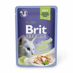Акція на Вологий корм для кішок Brit Premium Cat Pouch з філе форелі в желе, 85 г від Eva