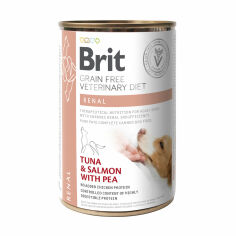 Акция на Вологий корм для собак Brit Veterinary Diet Renal при нирковій недостатності, з лососем, тунцем та горошком, 400 г от Eva