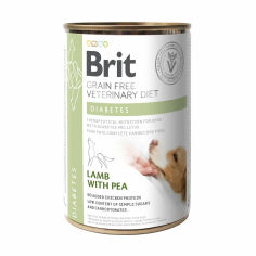 Акція на Вологий корм для собак Brit Veterinary Diet Diabetes при захворюванні на цукровий діабет, з ягням та горошком, 400 г від Eva