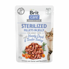 Акція на Вологий корм для стерилізованих кішок Brit Sterilized Fillets In Jelly качка та індичка у желе, 85 г від Eva