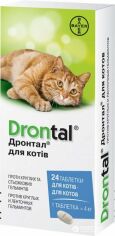 Акция на Дронтал Bayer для лечения и профилактики гельминтозов у котов 1 уп. 24 таблетки (4007221037637) от Stylus