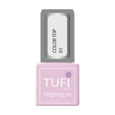 Акція на Кольоровий топ для нігтів Tufi Profi Premium Color Top 01 Біла вуаль, 8 мл від Eva